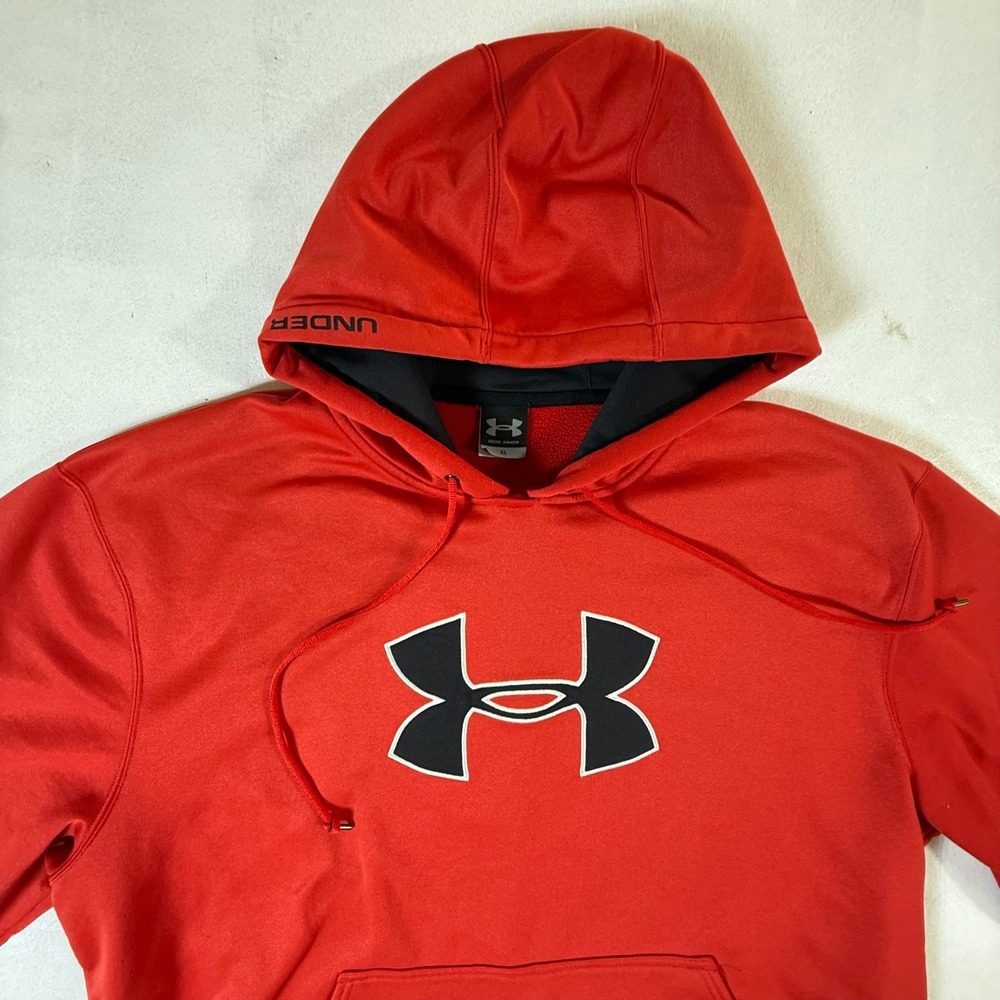 Under Armour Hoodie‎ Fleece Mens XL Sweatshirt Big Logo HoodedRed UA